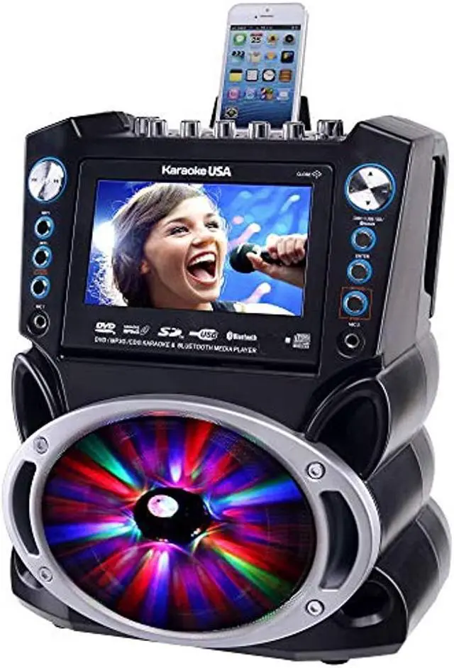 Alt view image 7 of 11 - KARAOKE USA GF842 DVD/CD+G/MP3+G Bluetooth(R) Karaoke System with 7" TFT Color Screen & LED Sync Lights