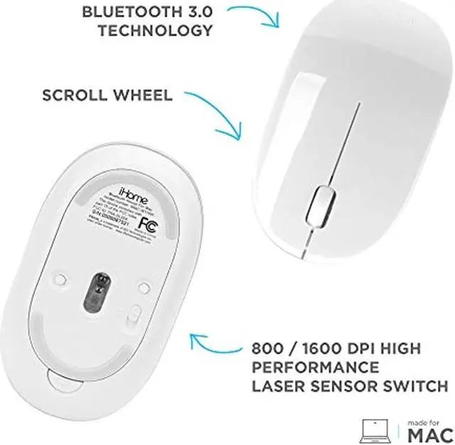 Alt view image 8 of 19 - iHome IMACM110W Bluetooth Mac Mouse - White