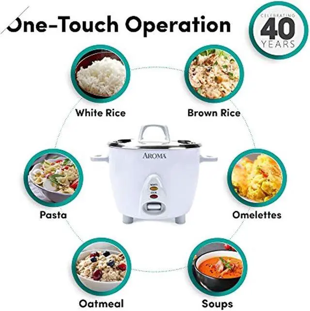 Alt view image 5 of 7 - AROMA ARC-753SG White Simply Stainless 6-Cup Rice Cooker