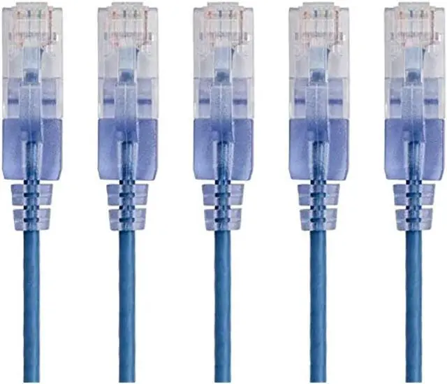 Alt view image 3 of 11 - Monoprice SlimRun Cat6A Ethernet Patch Cable - Network Internet Cord - RJ45, Stranded, UTP, Pure Bare Copper Wire, 30AWG, 6in, Blue, 5-Pack