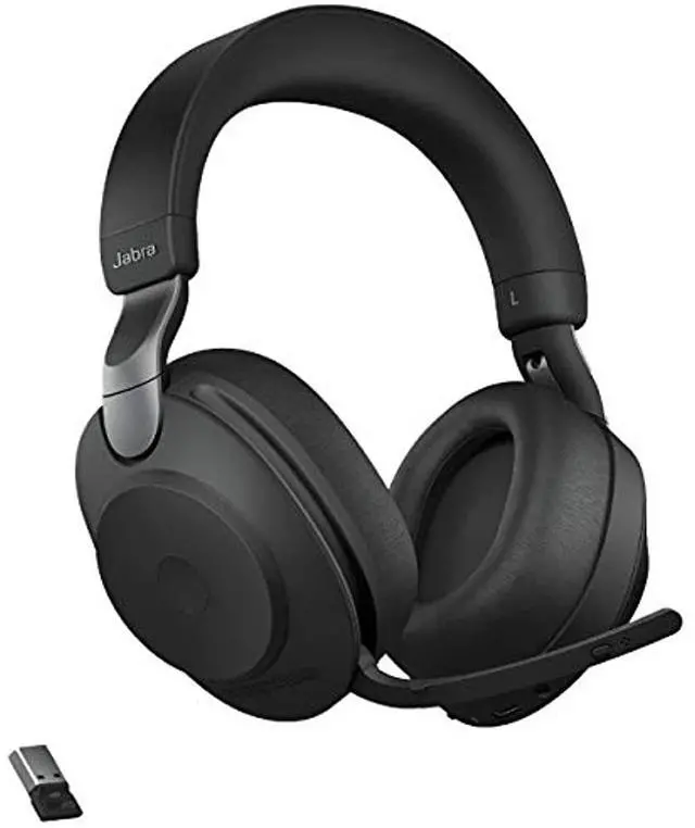 Alt view image 9 of 20 - Jabra Evolve2 85 UC Wireless Headphones with Link380a, Stereo, Black - Wireless Bluetooth Headset for Calls and Music, 37 Hours of Battery Life, Advanced Noise Cancelling Headphones