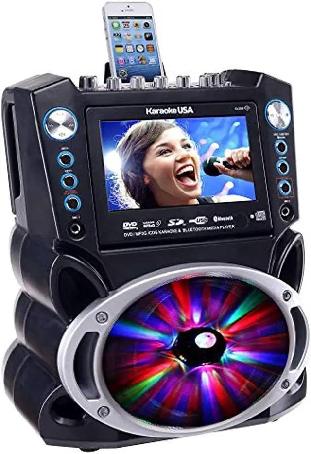 Alt view image 9 of 11 - KARAOKE USA GF842 DVD/CD+G/MP3+G Bluetooth(R) Karaoke System with 7" TFT Color Screen & LED Sync Lights