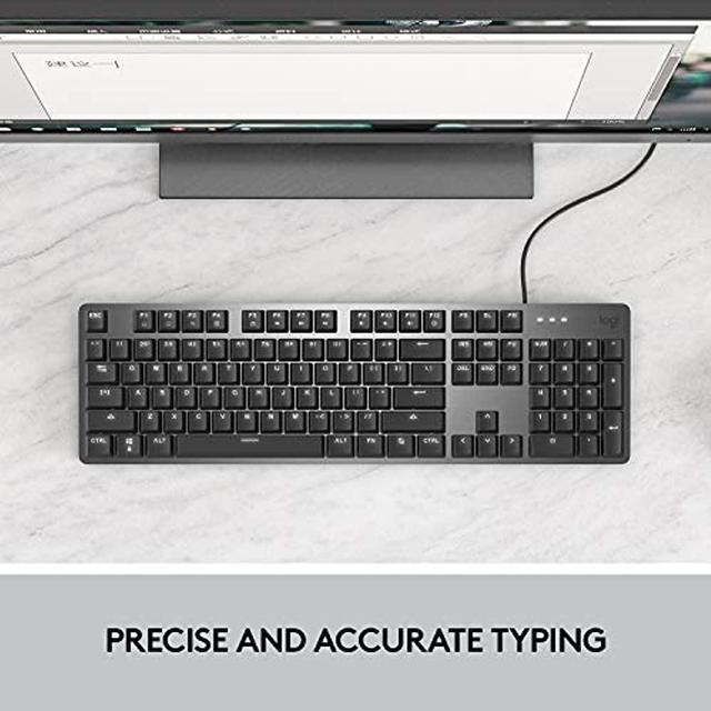 Alt view image 11 of 11 - Logitech K845 Mechanical Illuminated Keyboard, Mechanical Switches, Strong Adjustable Tilt Legs, Full Size, Aluminum Top Case, 104 Keys, USB Corded, Windows (TTC Brown Switches)