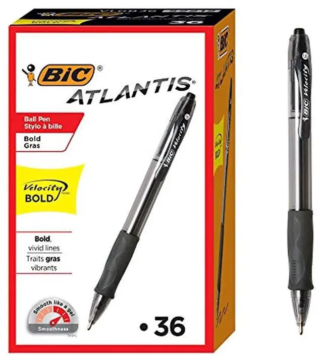 Alt view image 4 of 20 - BIC Velocity Retractable Ball Pen Black Ink 1.6 mm 36/Pack VLGB361BK