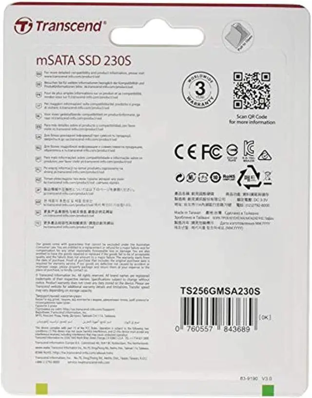 Alt view image 2 of 7 - Transcend 230S 256 GB Solid State Drive - SATA (SATA/600) - Internal - mSATA