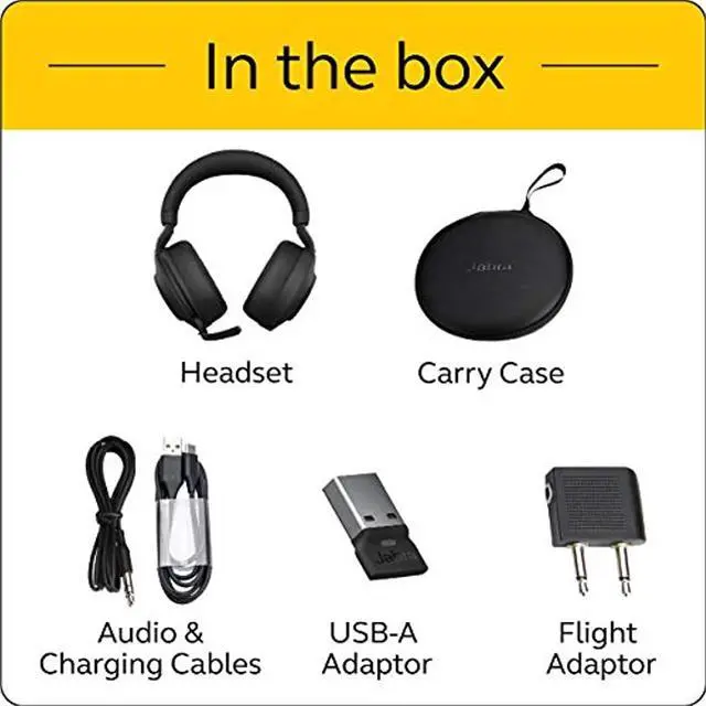 Alt view image 13 of 20 - Jabra Evolve2 85 UC Wireless Headphones with Link380a, Stereo, Black - Wireless Bluetooth Headset for Calls and Music, 37 Hours of Battery Life, Advanced Noise Cancelling Headphones