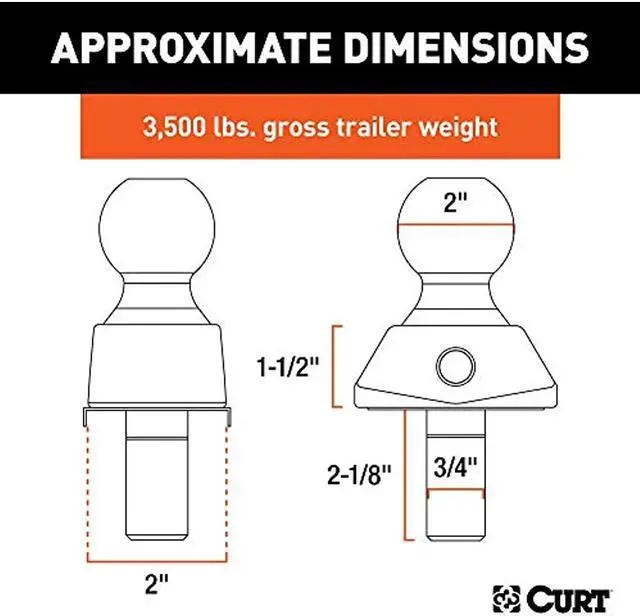 Alt view image 2 of 7 - CURT 40246 RockerBall Cushion Hitch Trailer Ball 3,500 lbs, 2-Inch Diameter, 3/4-Inch Shank