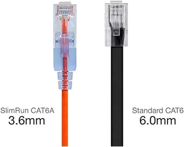 Alt view image 9 of 13 - Monoprice SlimRun Cat6A Ethernet Patch Cable - Network Internet Cord - RJ45, Stranded, UTP, Pure Bare Copper Wire, 30AWG, 2ft, Orange, 10-Pack
