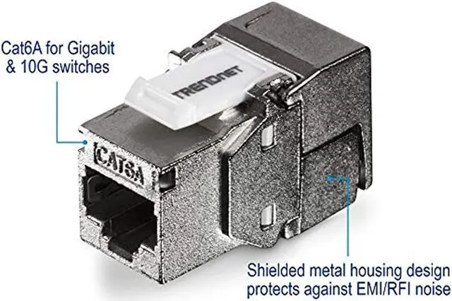 Alt view image 10 of 20 - TRENDnet TC-K06C6A Shielded Cat6A Keystone Jack - 6-Pack