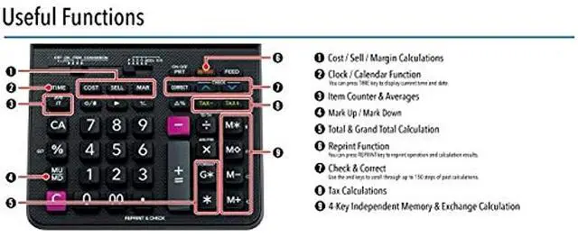 Alt view image 9 of 13 - Casio Printing Calculator 12-Digit 7-3/4"Wx10-3/4"Lx2-3/10"H BK HR200RC