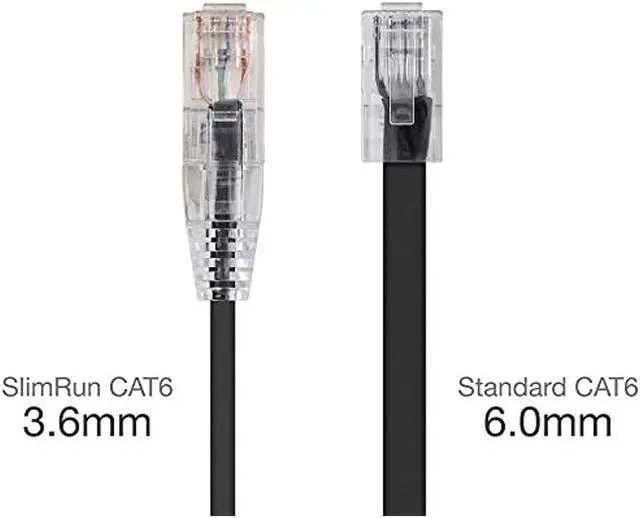 Alt view image 7 of 20 - Monoprice Cat6 Ethernet Patch Cable - 5 feet - Black | Snagless RJ45 Stranded 550MHz UTP CMR Riser Rated Pure Bare Copper Wire 28AWG - SlimRun Series
