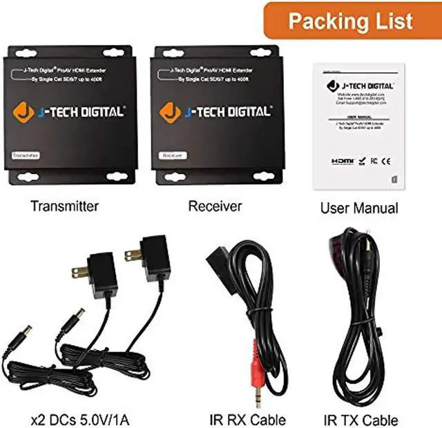 Alt view image 13 of 14 - J-Tech Digital ProAV HDMI Extender Over Single Cat5e/6 Cable TCP/IP 1080p IR Remote - Up to 400' [JTD-EX-120M]
