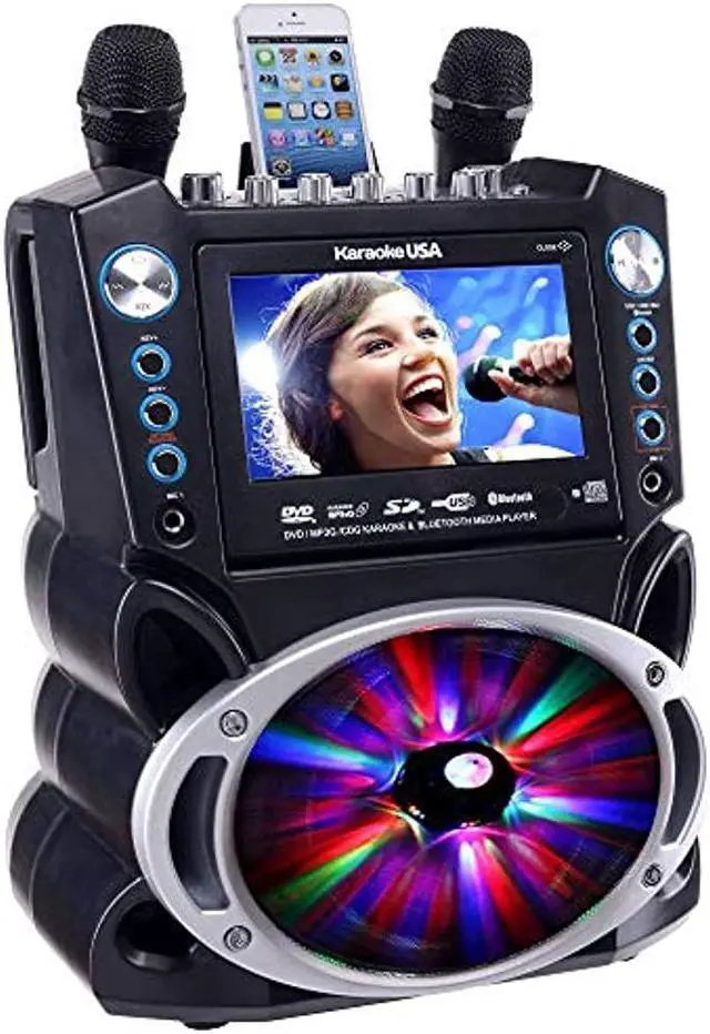 Alt view image 8 of 11 - KARAOKE USA GF842 DVD/CD+G/MP3+G Bluetooth(R) Karaoke System with 7" TFT Color Screen & LED Sync Lights