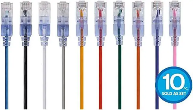 Alt view image 6 of 11 - Monoprice SlimRun Cat6A Ethernet Patch Cable - Network Internet Cord - RJ45, Stranded, UTP, Pure Bare Copper Wire, 30AWG, 1ft, 10-Color, 10-Pack
