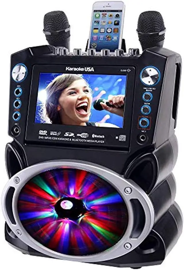 Alt view image 6 of 11 - KARAOKE USA GF842 DVD/CD+G/MP3+G Bluetooth(R) Karaoke System with 7" TFT Color Screen & LED Sync Lights