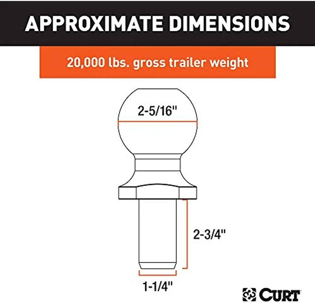 Alt view image 2 of 4 - CURT Manufacturing 40009 2-5/16" Chrome Steel Trailer Hitch Ball (20,000 lbs. GTW, 1-1/4" x 2-3/4" Shank)