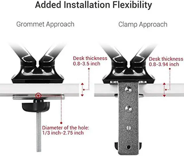 Alt view image 14 of 16 - Loctek Heavier-duty Bearing up to 22lbs for each LCD Monitor Desk Mount Heavy Duty Fully Adjustable with Gas Spring Technology Fits 2 /Two Screens up to 27" D5DH