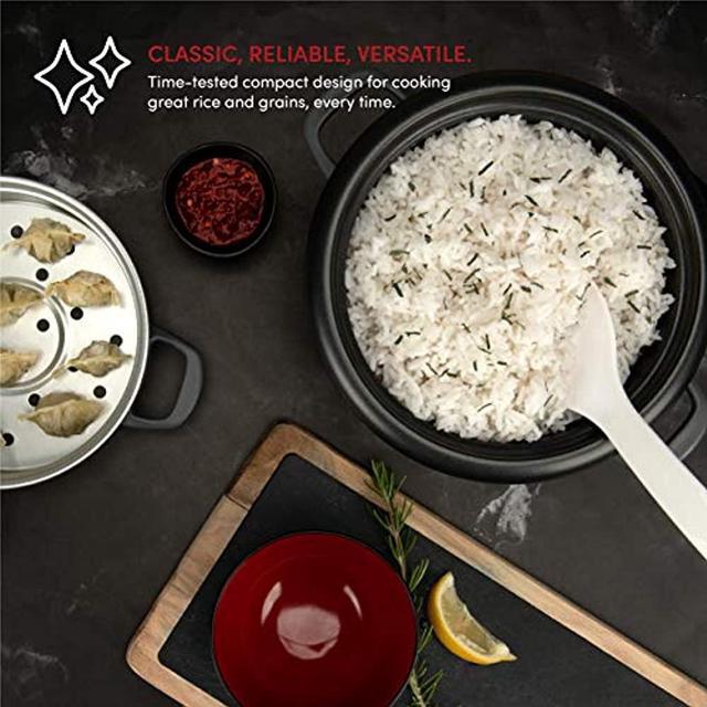 Alt view image 10 of 12 - AROMA ARC-743-1NGR 3 Cups (Uncooked)/6 Cups (Cooked) Pot-Style Rice Cooker and Food Steamer, Red