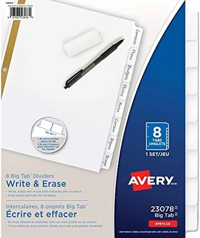 Alt view image 9 of 20 - Avery Write & Erase Big Tab Paper Dividers 8-Tab Letter 23078