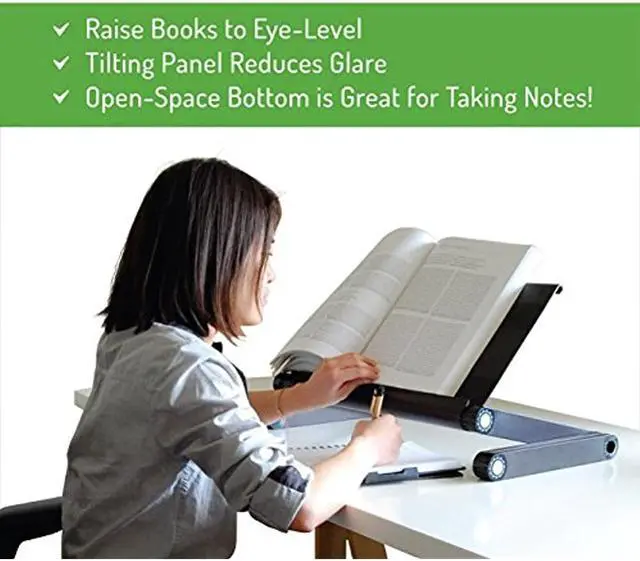 Alt view image 11 of 12 - Adjustable Book Holder and Laptop Stand - Portable Aluminum Book Stand for Textbooks, Cookbooks, Recipe Books, and Tablets