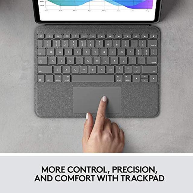 Alt view image 4 of 20 - Logitech Folio Touch iPad Keyboard Case with Trackpad and Smart Connector for iPad Pro 11-inch (1st, 2nd, 3rd Generation) - Grey