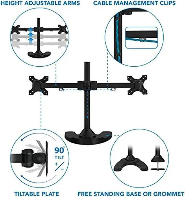 Alt view image 9 of 14 - Mount-It! Dual Monitor Stand | 24" Max Screen Size | Free Standing