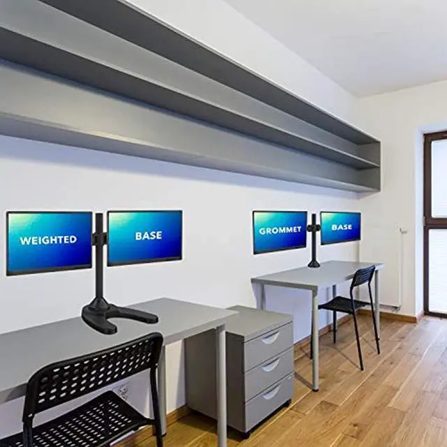 Alt view image 13 of 14 - Mount-It! Dual Monitor Stand | 24" Max Screen Size | Free Standing