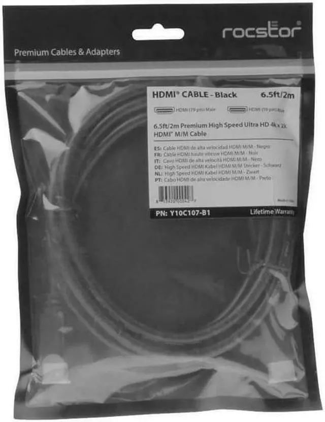 Alt view image 3 of 8 - Rocstor Y10C157-B1 12Ft Hdmi Cable With Ethernet M/M Hdmi Male Hdmi Male Black