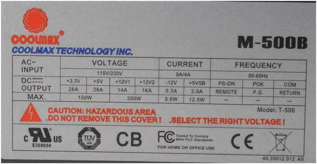 Alt view image 5 of 7 - Coolmax M-500B Atx Power Supply
