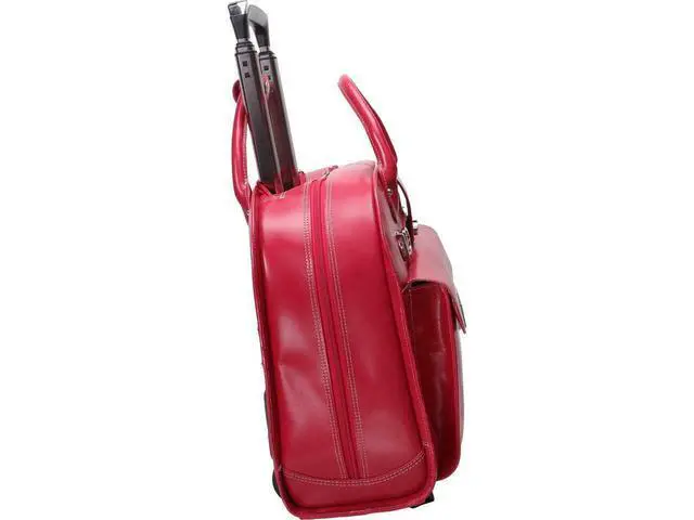 Alt view image 19 of 20 - McKlein USA 96313 15 in. Leather Wheeled Ladies Laptop Briefcase - Fuchsia