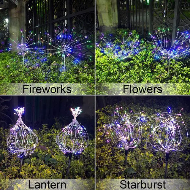 Alt view image 3 of 5 - 2 Pack Solar Firework Light, 105 LED Multi Color Outdoor Firework Solar Garden Decorative Lights for Walkway Pathway Backyard Christmas Decoration Parties