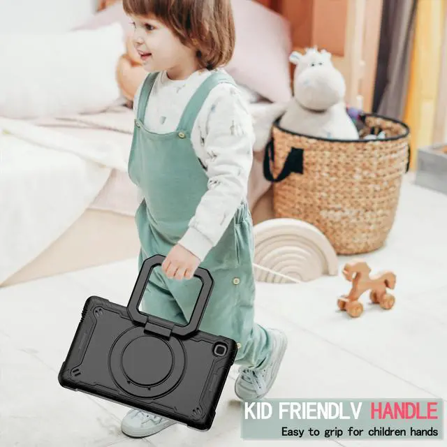 Alt view image 7 of 7 - Epicgadget Case for Samsung Galaxy Tab A7 Lite 8.7 inch (2021) Hybrid Shockproof 360 Rotating Ring Stand Cover Case with Shoulder Straps for Samsung Tab A7 Lite 8.7" (SM-T220/T225/T227)- (Black/Black)