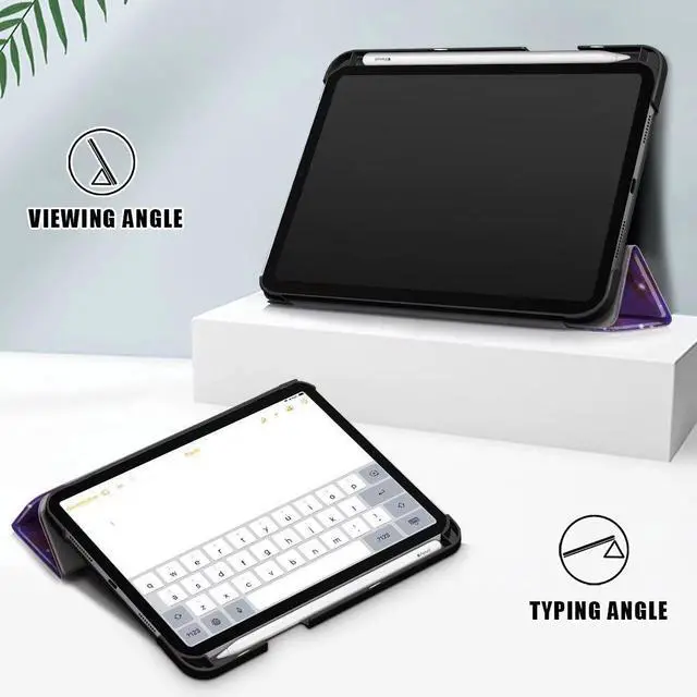 Alt view image 4 of 7 - anicestore Case for iPad Mini (A17 Pro, 2024, 7th Generation) / iPad Mini 6 (2021, 6th Generation) 8.3 inch with Pencil Holder - Slim Stand Hard Back Shell Smart Cover with Auto Wake/Sleep (Galaxy)