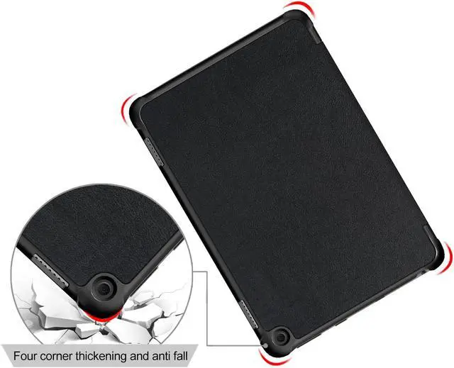 Alt view image 5 of 7 - EpicGadget Amazon Fire HD 8 & HD 8 Plus Case (12th Generation/10th Generation, 2022/2020 Release) Slim PU Leather Trifold Stand Cover Auto Wake/Sleep Case with Screen Protector and Stylus (Black)