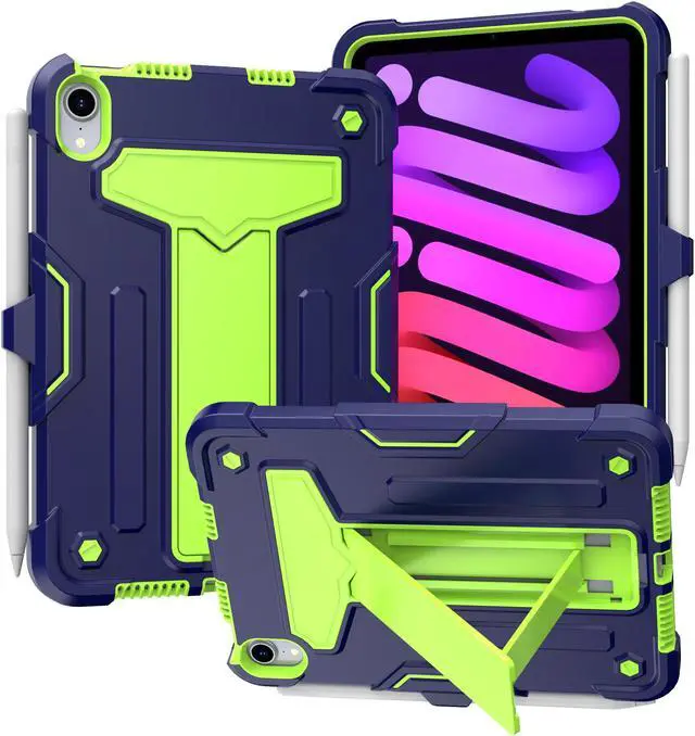 Main image of anicestore Case for iPad Mini 7 (A17 Pro) 7th Gen 2024 & iPad Mini 6th Gen 2021 - Dual Layer Protective Hybrid Cover With Kickstand Drop-Proof Case for iPad Mini 7th/6th Generation 8.3" (Blue/Green)