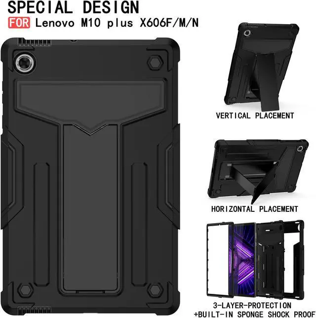 Alt view image 4 of 6 - Epicgadget Case for Lenovo Tab M10 FHD Plus 10.3" (TB-X606F / TB-X606X ) Hybrid Case Cover with Kickstand for Lenovo Smart Tab M10 FHD Plus (2nd Gen) 10.3 Inch FHD Android Tablet (Black/Black)