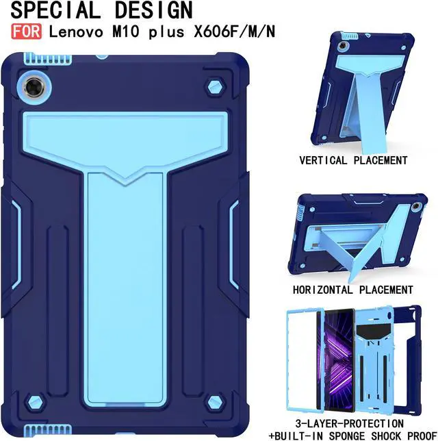Alt view image 3 of 5 - Epicgadget Case for Lenovo Tab M10 FHD Plus 10.3" (TB-X606F / TB-X606X ) Hybrid Case Cover with Kickstand for Lenovo Smart Tab M10 FHD Plus (2nd Gen) 10.3 Inch FHD Android Tablet (Navy Blue/Blue)