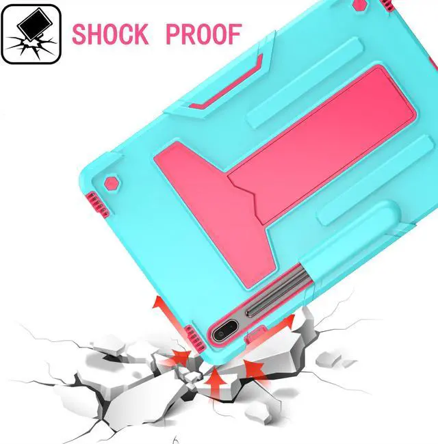 Alt view image 5 of 5 - Epicgadget Galaxy Tab S7 FE Case 12.4” with Kickstand and Pencil Holder Shockproof Rugged Hybrid Cover Case for Samsung Galaxy Tab S7 FE 2021 12.4 inch Tablet (SM-T730/T733/T736/T738) (Teal/Pink)