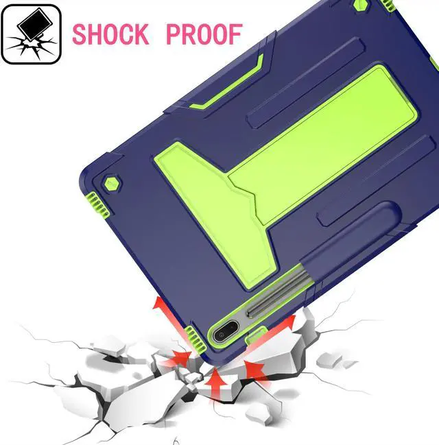 Alt view image 4 of 4 - Epicgadget Case for Samsung Galaxy Tab S7 Plus 12.4 2020 (SM-T970 / SM-T975 / SM-T976) - Dual Layer Protective Hybrid Cover Case With Kickstand For Galaxy Tab S7+ 12.4 inch Tablet (Navy Blue/Green)