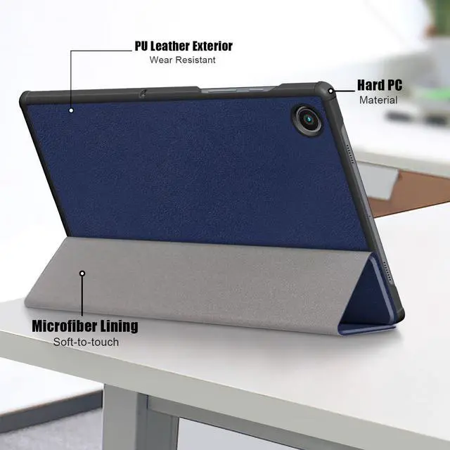 Alt view image 7 of 7 - Epicgadget Case for Samsung Galaxy Tab A8 10.5 Inch SM-X200/SM-X205 (2022 Released) Tablet - PU Leather Slim Lightweight Trifold Stand Case Protective Cover with Auto Sleep and Wake - Navy Blue
