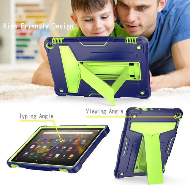 Alt view image 2 of 3 - Galaxy Tab A8 10.5 Inch Case with Kickstand, Dual Layer Hybrid Shockproof Rugged Cover Protective Case for Samsung Galaxy A8 Tablet 10.5 Inch (SM-X200 / SM-X205 / SM-X207) (Navy Blue/Green)