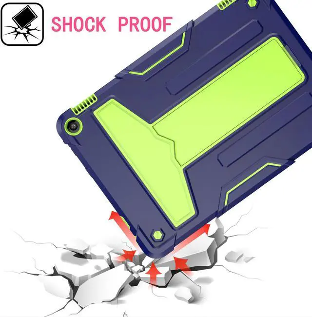 Alt view image 3 of 3 - Galaxy Tab A8 10.5 Inch Case with Kickstand, Dual Layer Hybrid Shockproof Rugged Cover Protective Case for Samsung Galaxy A8 Tablet 10.5 Inch (SM-X200 / SM-X205 / SM-X207) (Navy Blue/Green)