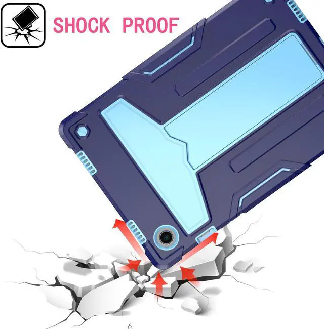 Alt view image 3 of 3 - Galaxy Tab A8 10.5 Inch Case with Kickstand, Dual Layer Hybrid Shockproof Rugged Cover Protective Case for Samsung Galaxy A8 Tablet 10.5 Inch (SM-X200 / SM-X205 / SM-X207) (Navy Blue/Light Blue)