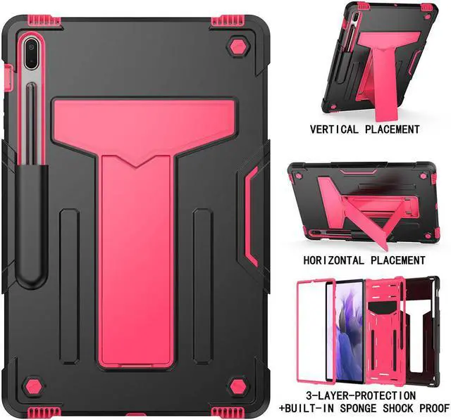 Main image of Epicgadget Case for Samsung Galaxy Tab S8 12.4" 2022 (SM-X800 / SM-X806) - Dual Layer Protective Hybrid Cover Case With Kickstand For Galaxy Tab S8 12.4 inch Tablet (Black/Pink)