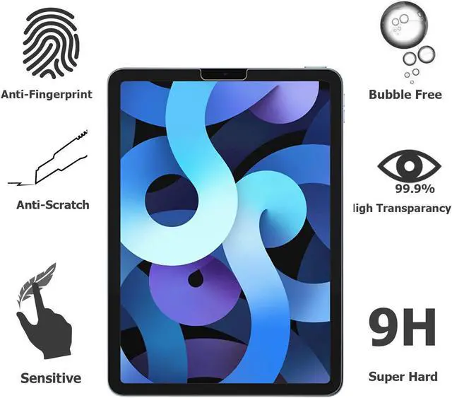 Alt view image 3 of 6 - [2 Pack] Apple iPad Air 5 Screen Protector, HD Anti-Scratch Anti-Fingerprint Bubble Free 9H Hardness Tempered Glass Screen Protector For Apple iPad Air 5th Gen 10.9"  2022