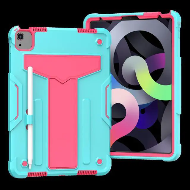 Main image of Epicgadget Case For Apple iPad Air 5/4 (2022/2020 Model, 5/4th Generation 10.9") - Dual Layer Protective Hybrid Cover Case With Kickstand For iPad Mini 5/4th Gen 10.9"  (Teal/Pink)