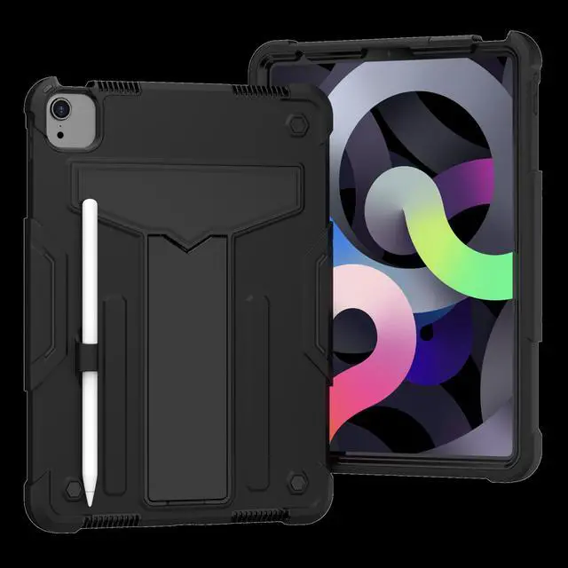 Main image of Epicgadget Case For Apple iPad Air 5/4 (2022/2020 Model, 5/4th Generation 10.9") - Dual Layer Protective Hybrid Cover Case With Kickstand For iPad Mini 5/4th Gen 10.9"  (Black/Black)