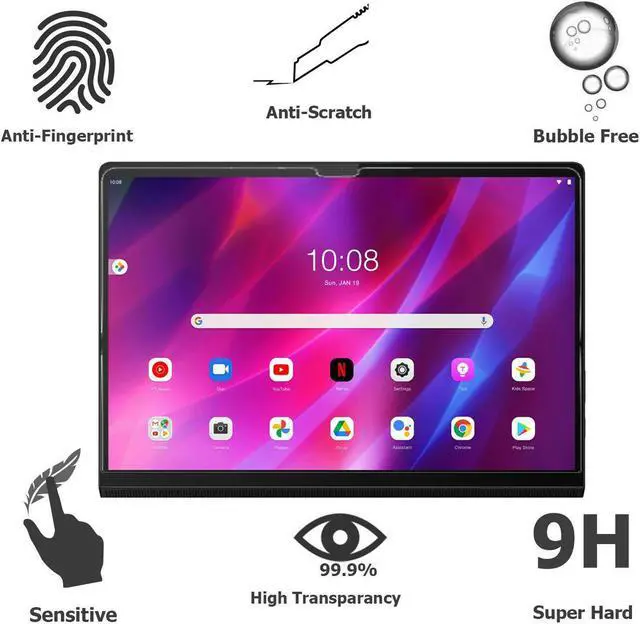 Alt view image 2 of 5 - [2 Pack] Lenovo Yoga Tab 13  Screen Protector, HD Anti-Scratch Anti-Fingerprint Bubble Free 9H Hardness Tempered Glass Screen Protector For Lenovo Yoga Tab 13, 13"  2021