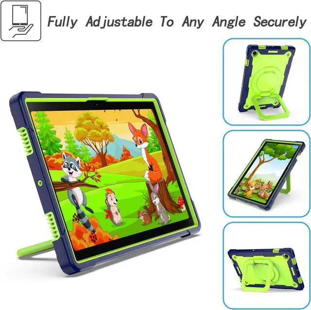 Alt view image 2 of 7 - Samsung Galaxy Tab A8 10.5-inch Case (SM-X200/ SM-X205/ SM-X207) - Hybrid Shockproof 360 Rotating Ring Stand Cover Case with Shoulder Straps for Samsung Tab A8 10.5" Tablet - Black/Black