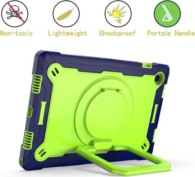 Alt view image 5 of 7 - Samsung Galaxy Tab A8 10.5-inch Case (SM-X200/ SM-X205/ SM-X207) - Hybrid Shockproof 360 Rotating Ring Stand Cover Case with Shoulder Straps for Samsung Tab A8 10.5" Tablet - Black/Black